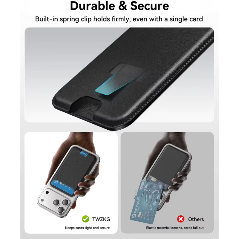 Baoleio MagSafe Magnetische Geldbörse aus veganem Leder mit RFID-Blockierung für iPhone 17 16 15 14 13 12 Pro, Schwarz - Bild 3