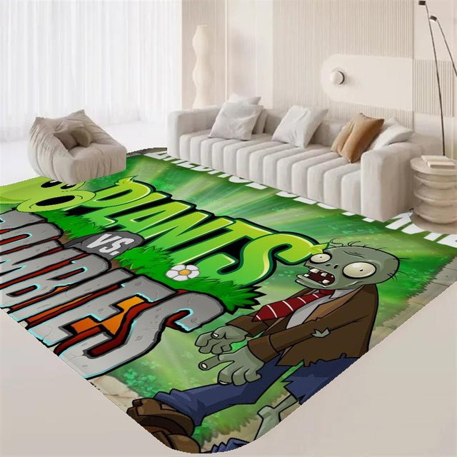 Wucifang Jewelry Fußmatte P-Pflanze Gegen Z-Zombie Rechteckig Anti-Rutsch B/B: 60 x 90 cm, Mehrfarbig - Bild 1