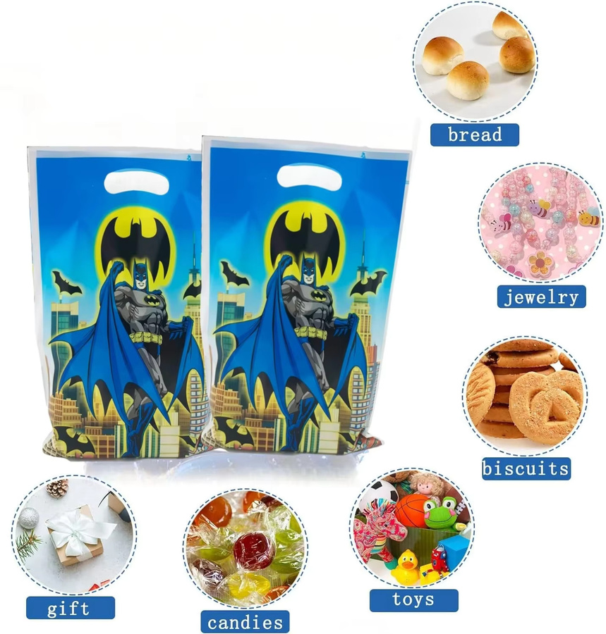 Batman Geschenktüten für Kindergeburtstag und Partydekoration Blau aus Kunststoff - Bild 4