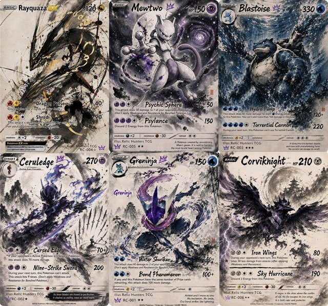 M&G Pokémon PKM-Karten-Set, 6-teiliges Set, Ink-Wash-Stil - Bild 1