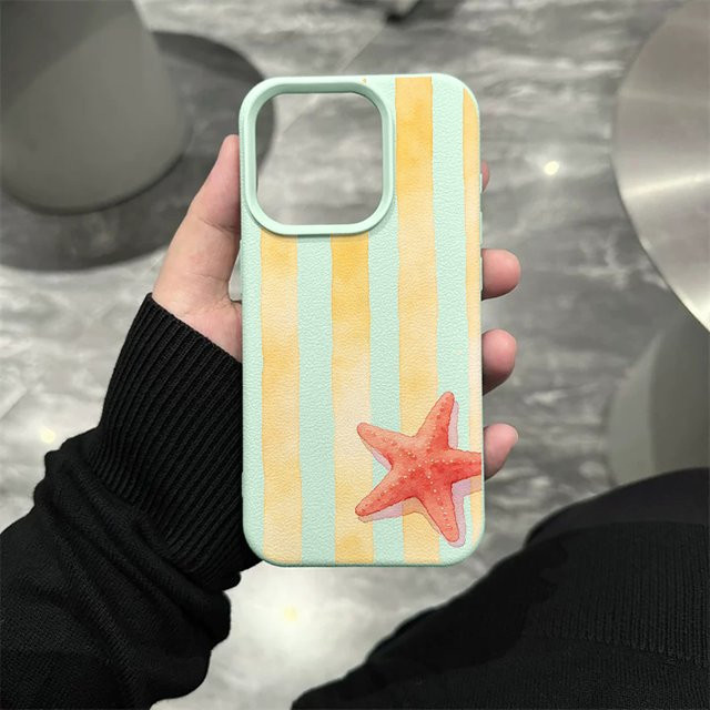 Stoßfeste Handyhülle mit minimalistischem Streifen-Seestern-Design für iPhone Modelle in Multicolour - Bild 1