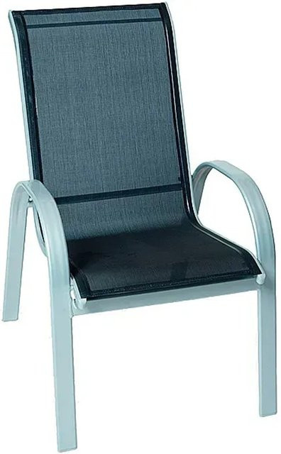 Merxx Amalfi Stapelsessel 2er-Set aus Aluminium und Textilgewebe in Schwarz - Bild 1