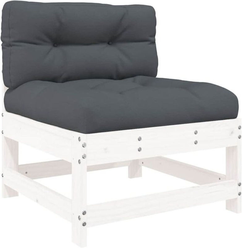 Modernes Modulsofa vidaxl aus Kiefer Massivholz und Stoff in Weiß und Anthrazit mit Kissen und Oxford-Gewebe - Bild 1