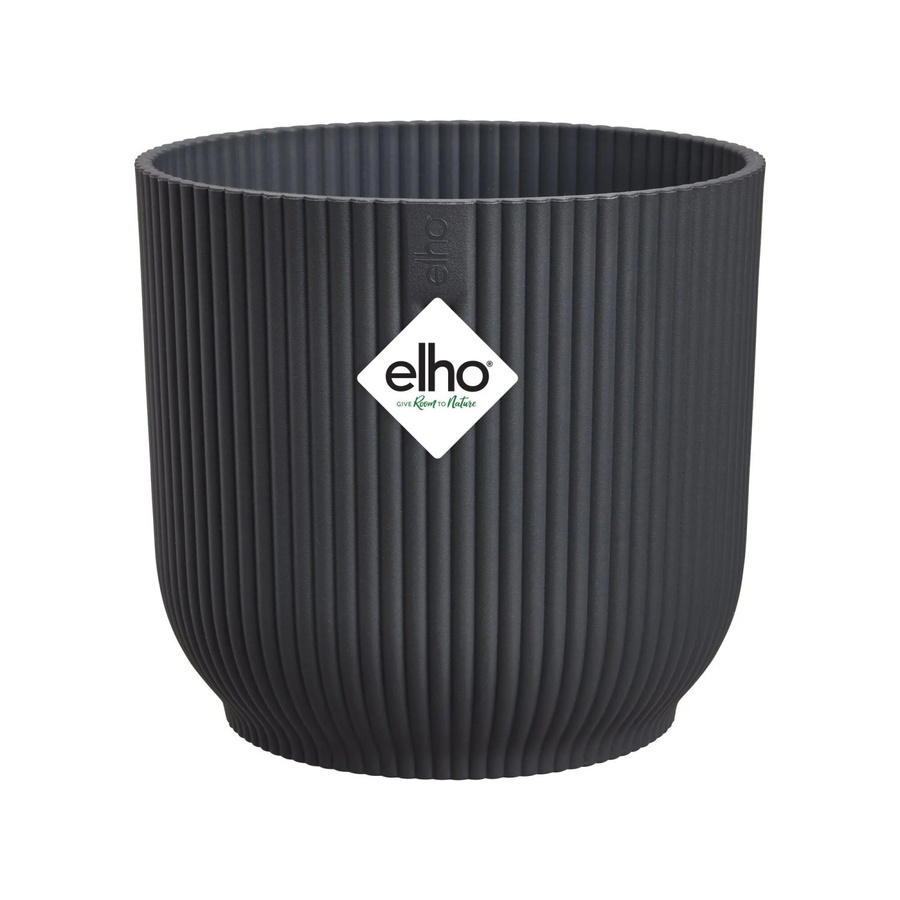 Elho Blumentopf Vibes Fold Rund mit Rillenmuster in Anthrazit Durchmesser: 35 cm - Bild 2