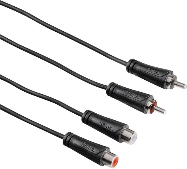 Hama Audio-Verlängerungskabel mit 2 Cinch-Steckern und 2 Cinch-Kupplungen in Schwarz, Länge: 3,0 m - Bild 1