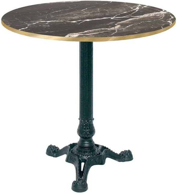 RestooTab Bistrotisch rund in Schwarz und Braun mit Messingkanten, Durchmesser: 70 cm, Höhe: 75 cm - Bild 1