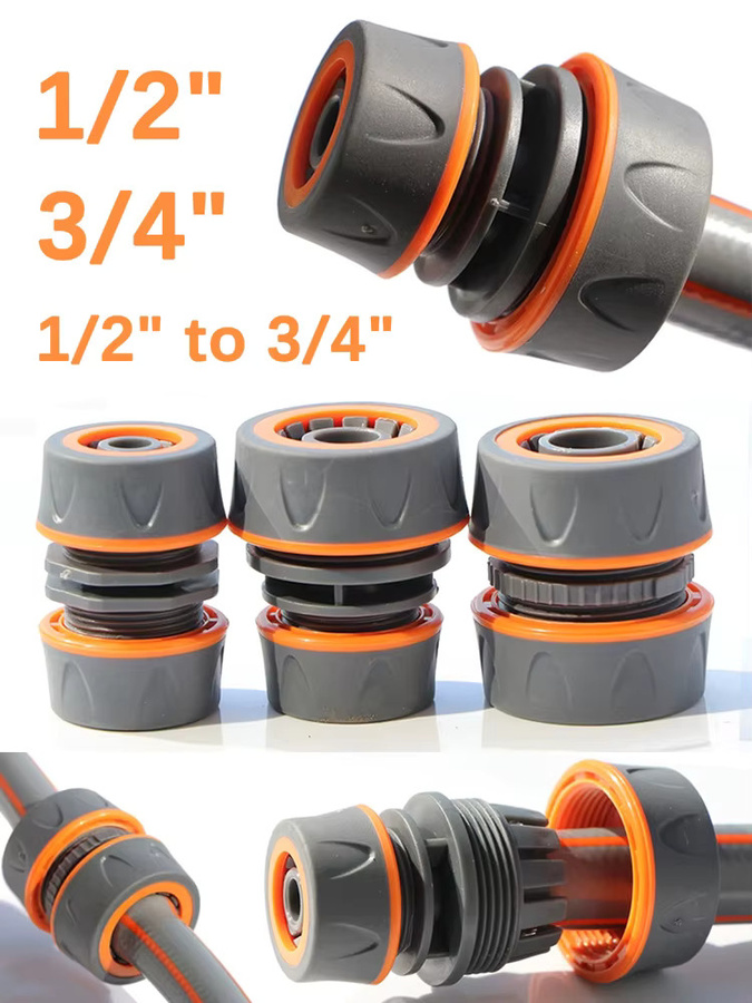 MUCIAKIE Gartenschlauch Schnellanschluss Adapter Set aus Kunststoff, 2 Stück, Grau, 1/2 Zoll und 3/4 Zoll - Bild 5