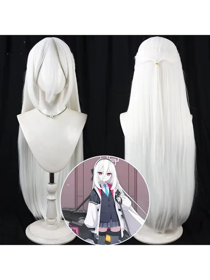 Tendou Kei Cosplay Perücke, weiß, gerade, 100 cm, hitzebeständig - Bild 3