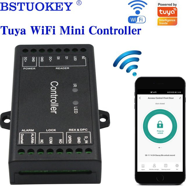 Tuya WLAN RFID Einzeltür-Zutrittskontrollpanel mit App-Steuerung und Fernbedienung, Schwarz, Wiegand 26/44 Bit - Bild 1