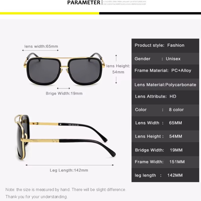Vintage Fashion Punk Sonnenbrille, eckig, Vollrand, Herren - Bild 4