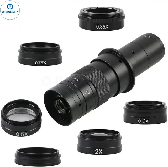 Mshiwi Barlow-Objektiv-Set mit M42mm Gewinde für Industrie-Zoom-Stereo-Binokular-Trinokular-Mikroskope, Schwarz, Vergrößerungen: 0,3X, 0,5X, 0,7X, 2,0X - Bild 1