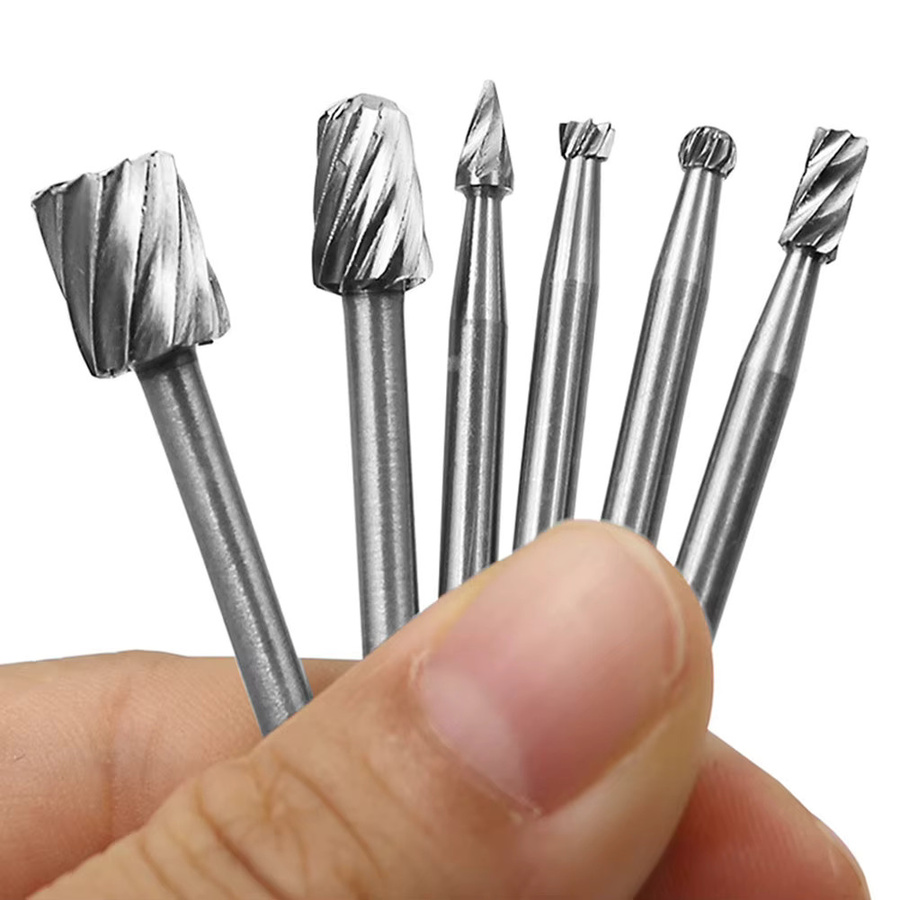 6er Set Mini Bohrer und Fräser mit 3,1 mm Schaft für Holz, Metall und Carving in Silber - Bild 3