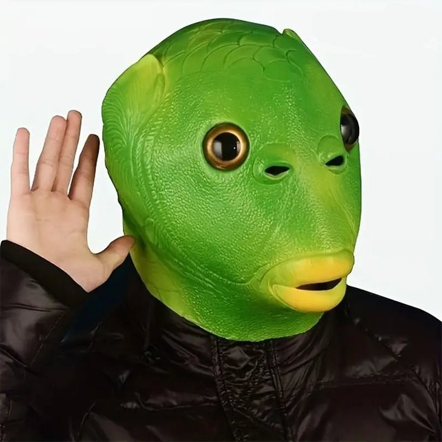 Grüne Fischkopfmaske, 1-teiliges Set, Meerestiere - Bild 1