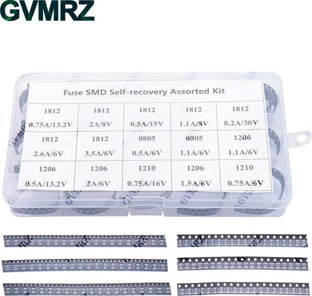 300 Stück SMD PolySwitch Sicherungsset mit 15 Werten, rücksetzbare PPTC Self-Recovery Sicherungen, Schwarz - Bild 1