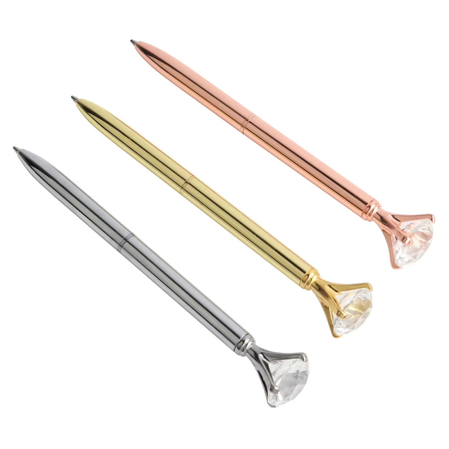Genkky Luxus Kugelschreiber aus Metall mit Kristall-Diamant-Besatz in Gold - Bild 2