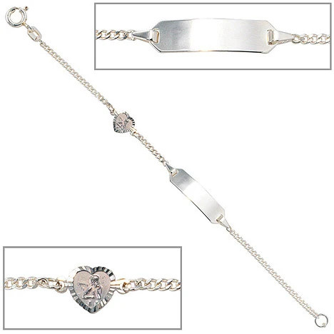 Colkid Armband, 925 Silber, Schutzengel, Gravur, 14 cm, Unisex - Bild 1