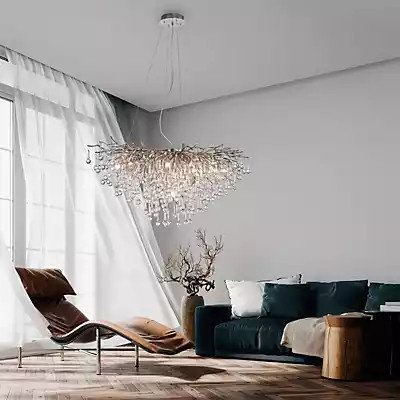 Paul Neuhaus Icicle Kronleuchter in Silber mit Kristall-Elementen, Durchmesser: 100 cm - Bild 1