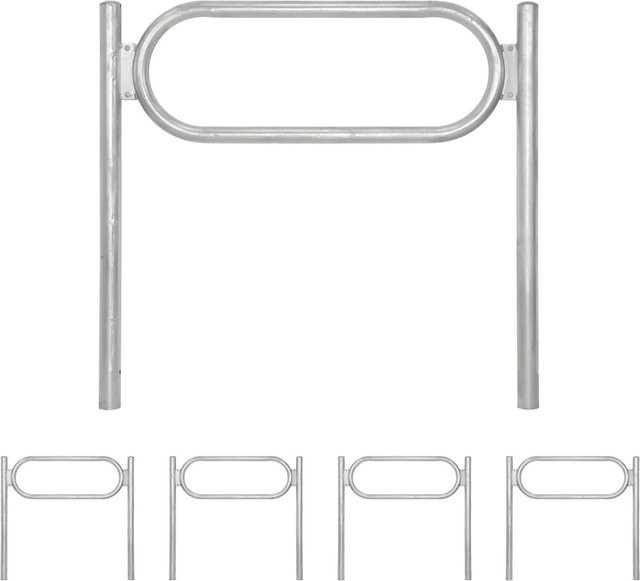 TRUTZHOLM 5er Set Fahrradanlehnbügel Typ O aus Stahl in Silber, H x B x T: 115 x 124 cm, Durchmesser 60 mm - Bild 1