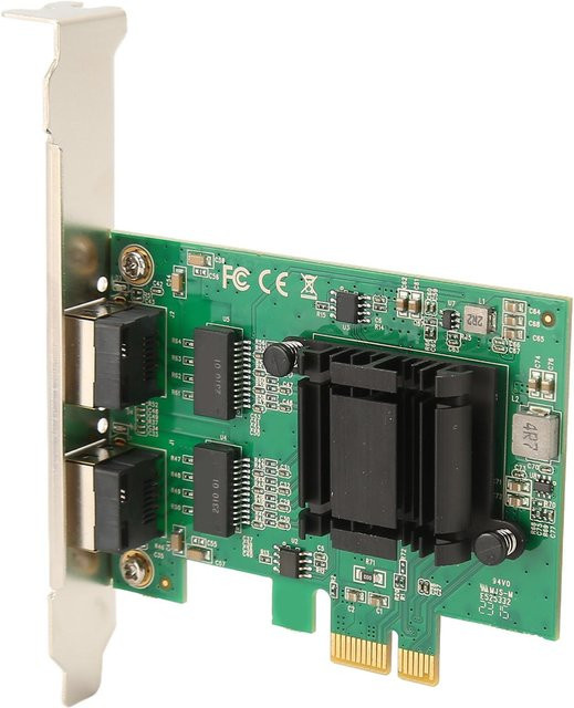Igeteck Gigabit-Netzwerkkarte mit 2 RJ45-Ports, PCIe x1, 10/100/1000 Mbps, Grün - Bild 1