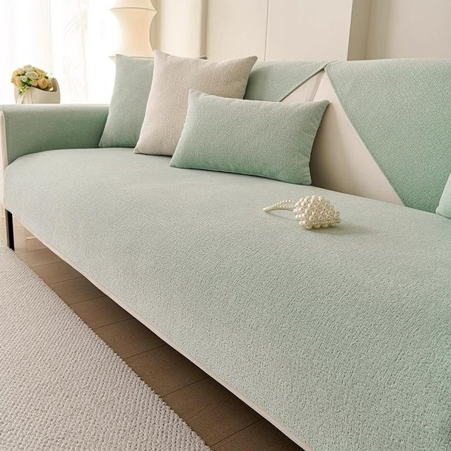 BC-Warm Home Sofabezug aus Chenille in Grün, rutschfester und waschbarer Stoffbezug mit Katzenkratzschutz für dein Sofa - Bild 1