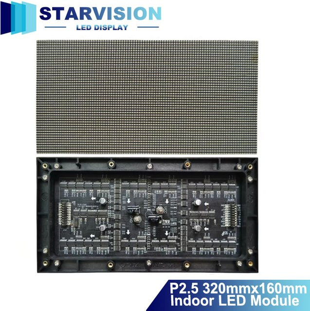 OUIO P2.5 LED-Modul für den Innenbereich, Vollfarbpanel in Multicolour und Schwarz, B/H: 320 x 160 mm, 128 x 64 Pixel, SMD2121, HUB75, 32 Scan HD, programmierbarer RGB-Bildschirm - Bild 1