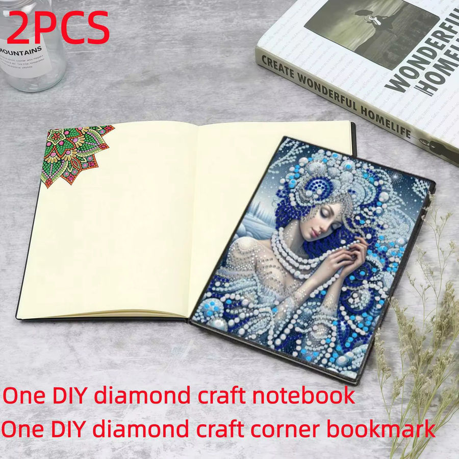 2er Set Diamond-Painting-Notizbuch mit Lesezeichen aus PU-Leder in Multicolour mit Cartoon-Charakteren und Hardcover - Bild 2