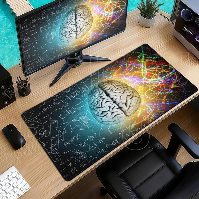 Riccu Gamer-Mauspad mit kreativem Design aus Gehirn, Mathematik und Wissenschaft in Multicolour - Bild 1