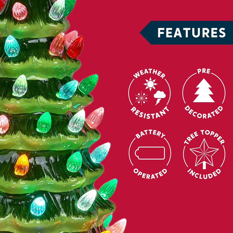 Handbemalter Keramik-Tisch-Weihnachtsbaum von Discover Intime mit 70 mehrfarbigen Lichtern, Höhe: 38,1 cm - Bild 5