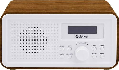 Denver DAB-30 Tischradio mit DAB+ und FM sowie Dual-Alarm-Wecker aus Holz in Braun oder Weiß - Bild 1