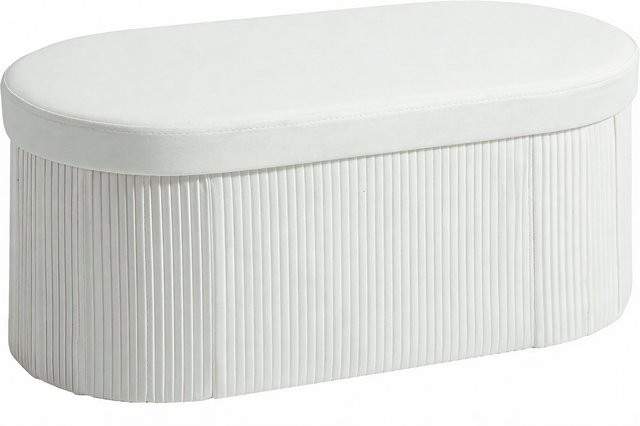 HOMCOM Sitzbank mit Stauraum aus Samt in Cremeweiß, klappbare Polsterbank mit Deckel als Sitztruhe für Wohnzimmer, Flur oder Schlafzimmer, B/T/H: 76 x 38 x 35 cm - Bild 1