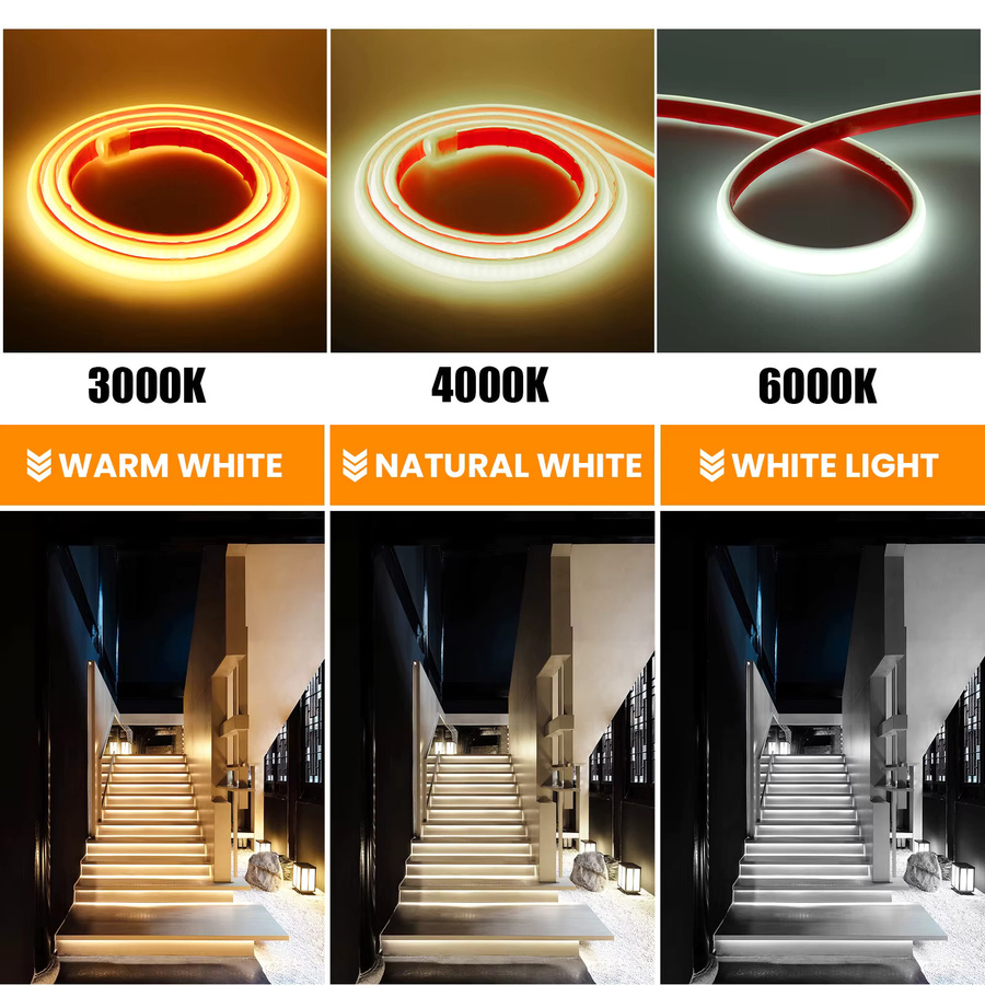HEGEHE COB Neonstreifen Wasserdichtes Flexibles LED Lichtband mit Selbstklebefunktion, 240 m, Weiß - Bild 3
