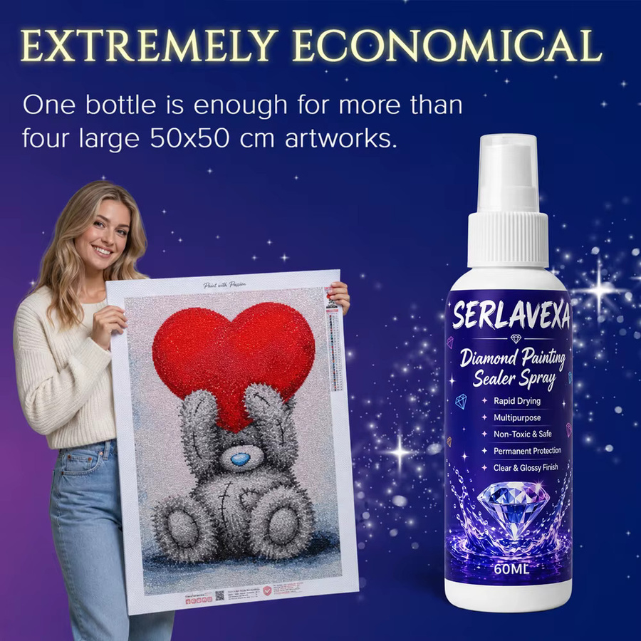 SERLAVEXA Diamantmalerei-Versiegelungsspray mit glänzendem Finish für Perlen-Leinwand-Sets, transparent, 60 ml - Bild 5