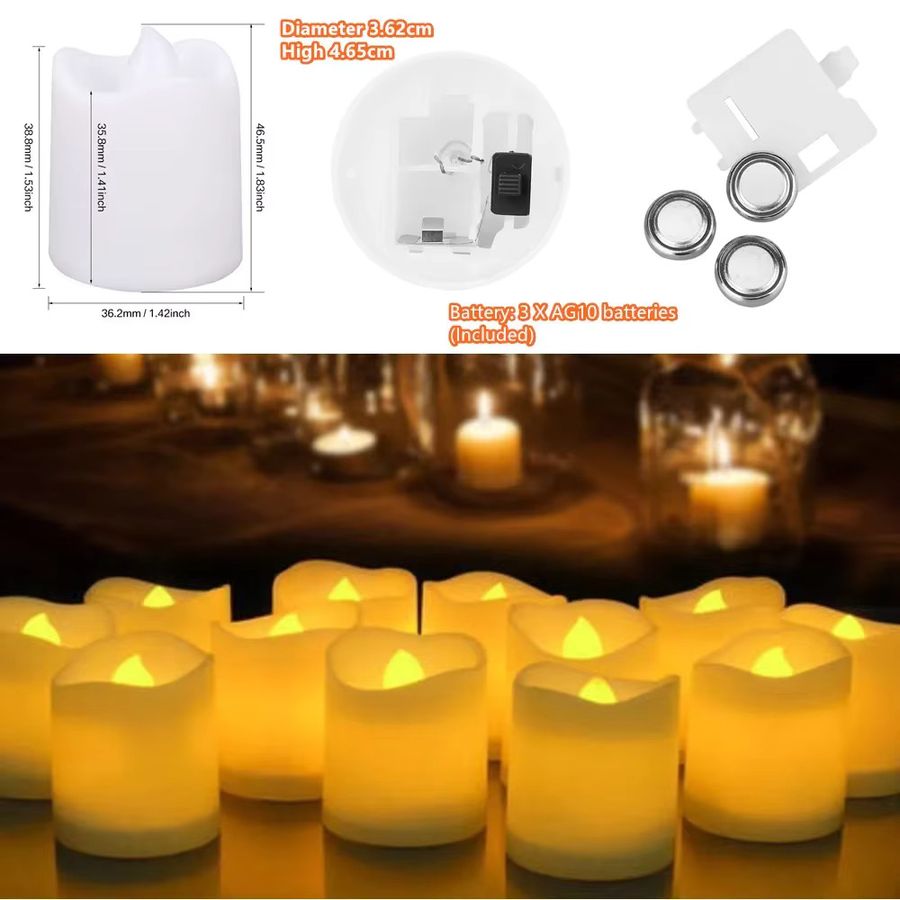 6 Stück flammenlose LED-Teelichter von XIWANGFIRE in Weiß, flackernde elektrische Votivkerzen für Dekorationen wie Hochzeit, Geburtstag oder Party - Bild 3
