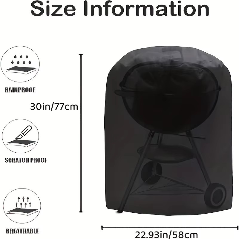 Wasserdichte Weber Holzkohlegrillabdeckung für 22-Zoll-Kessel und Smoker, Schwarz - Bild 2