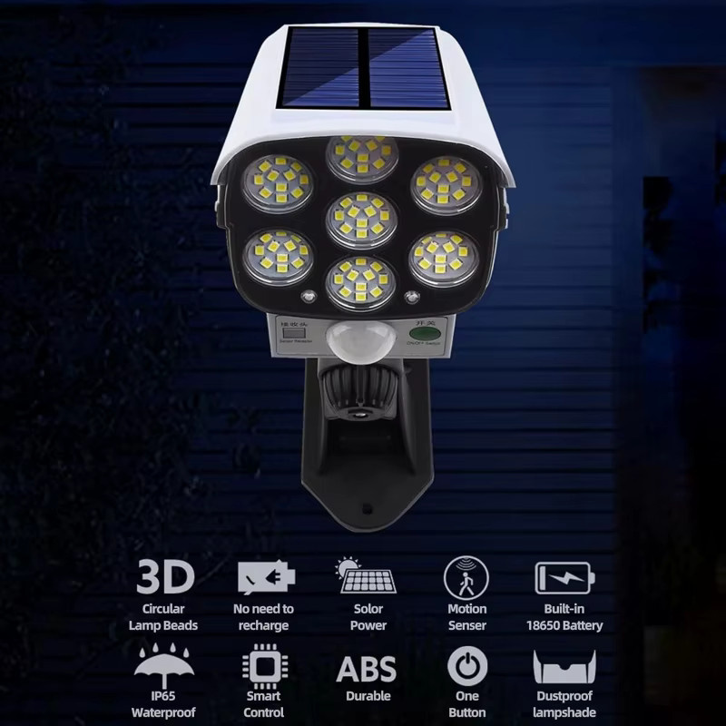 IWP Solar-Außenleuchte mit 77 LED und Bewegungssensor, wasserdichter LED-Flutlichtstrahler in Weiß für Garten, Terrasse und Einfahrt - Bild 2