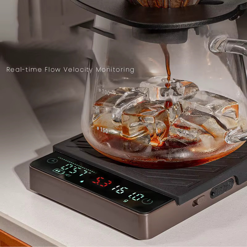 JUSTINLAU Smarte Kaffeewaage in Schwarz mit Durchflussmessung, digitalem Display und Timer-Funktion für Pour-Over und Espresso - Bild 4