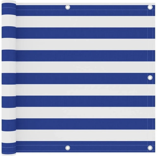 vidaXL Balkon-Sichtschutz aus Oxford-Gewebe mit PU-Beschichtung, Weiß-Blau, Breite: 90 cm, Tiefe: 600 cm - Bild 1