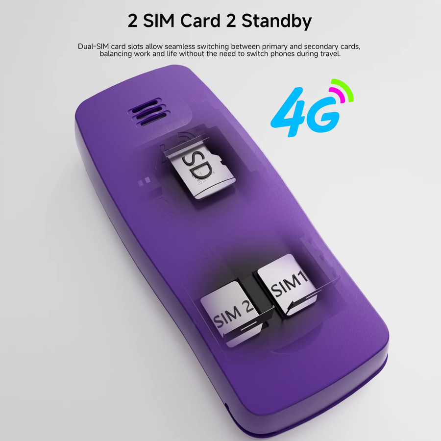 SERVO BM80 4G LTE Mini-Tastenhandy in Purple mit Dual-SIM, Anrufaufzeichnung und Wecker - Bild 2