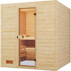 WEKA Massivholzsauna Valida 3 für 2 Personen mit 5,4 kW Ofen und integrierter Steuerung in Braun - Bild 1