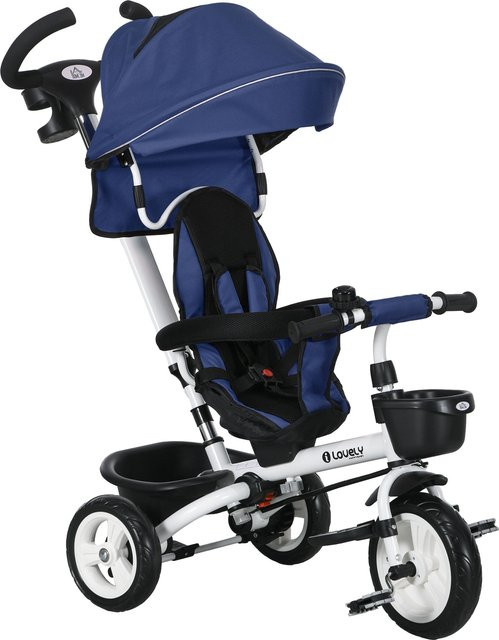 HOMCOM 6 in 1 Kinderdreirad mit Schubstange, Blau, bis 25 kg - Bild 1