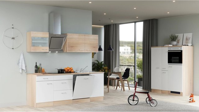 Flex-Well Classic Küchenzeile Florida in Weiß und Sonoma Eiche, Breite: 360 cm, Höhe: 168,5 cm, Tiefe: 60 cm - Bild 1