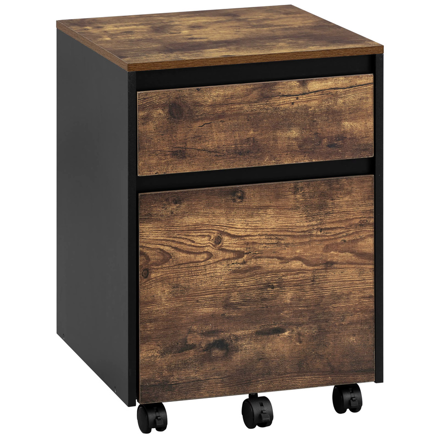 WOLTU Rollbarer Aktenschrank im Vintage-Design mit 2 Schubladen und Rollen als mobiler Büroschrank oder Schreibtischuntergestell für dein Home-Office - Bild 2