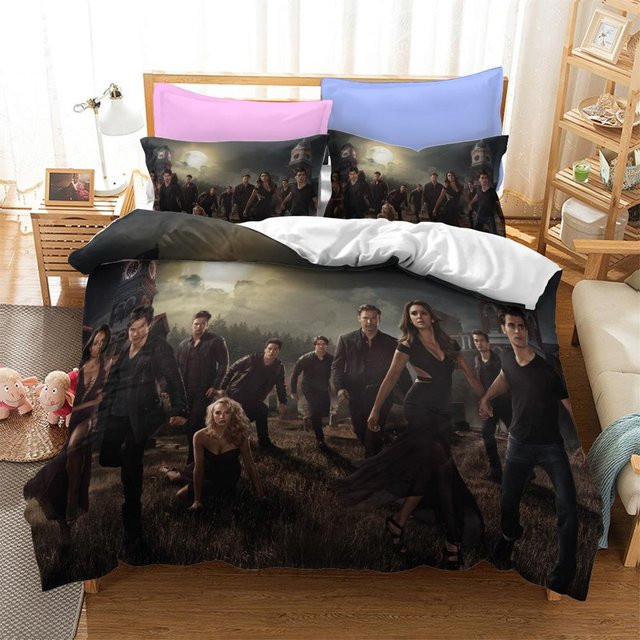 The Vampire Diaries Bettwäscheset aus Mikrofaser mit Motiv, bestehend aus Bettbezug und Kissenbezug, Mehrfarbig, B/H: 140 x 210 cm - Bild 1