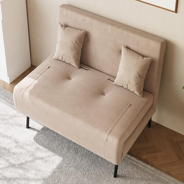 SONNI Schlafsofa mit Schlaffunktion und verstellbarer Rückenlehne in Samtoptik inklusive 2 Lendenkissen, Breite: 120 cm - Bild 1