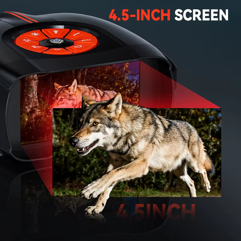 4K-Nachtsichtfernglas für Erwachsene in Schwarz mit Infrarot-Nachtsicht, taktischem Licht und Videoaufzeichnung zur Wildtierbeobachtung - Bild 2
