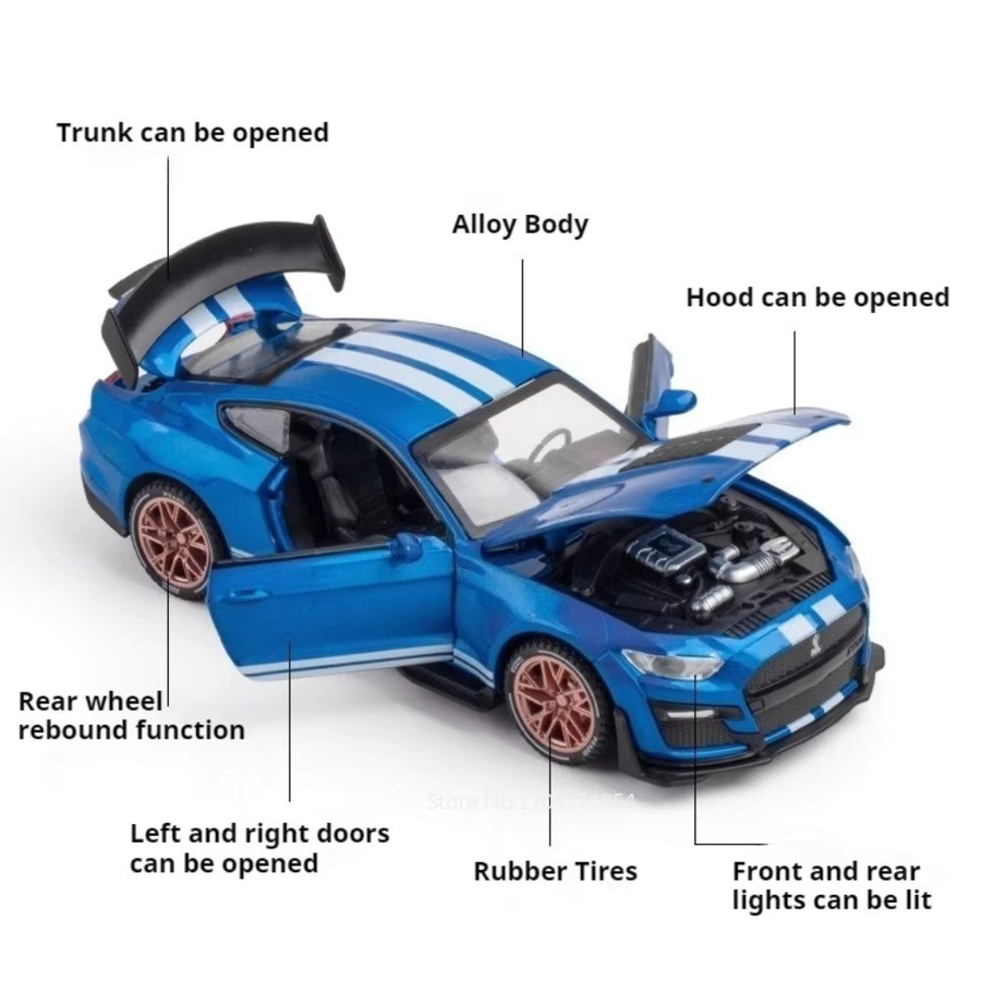 MAKEDA Mustang Shelby GT500 Cobra, Sportwagen, 1:32, mit Licht und Sound - Bild 1