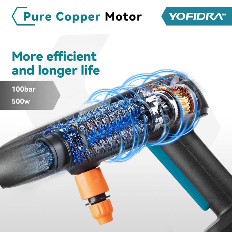 YOFIDRA 6 in 1 Hochdruck Autowaschpistole Set mit 22L faltbarem Wassertank, 5 m Wasserschlauch und 2 Akkus für Makita 18V - Bild 2