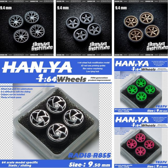 HANYA Modellauto-Harzräder, 1:64, Zubehör, 4-teiliges Set - Bild 1