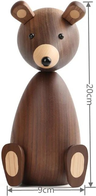 Narrenwerkstatt Bärenfigur aus Holz in Braun im skandinavischen Design - Bild 1
