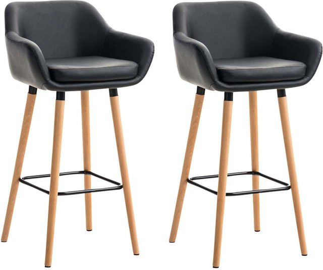 TPFLiving 2er Set Barhocker Grande mit Holzgestell und Kunstleder in Schwarz - Bild 1